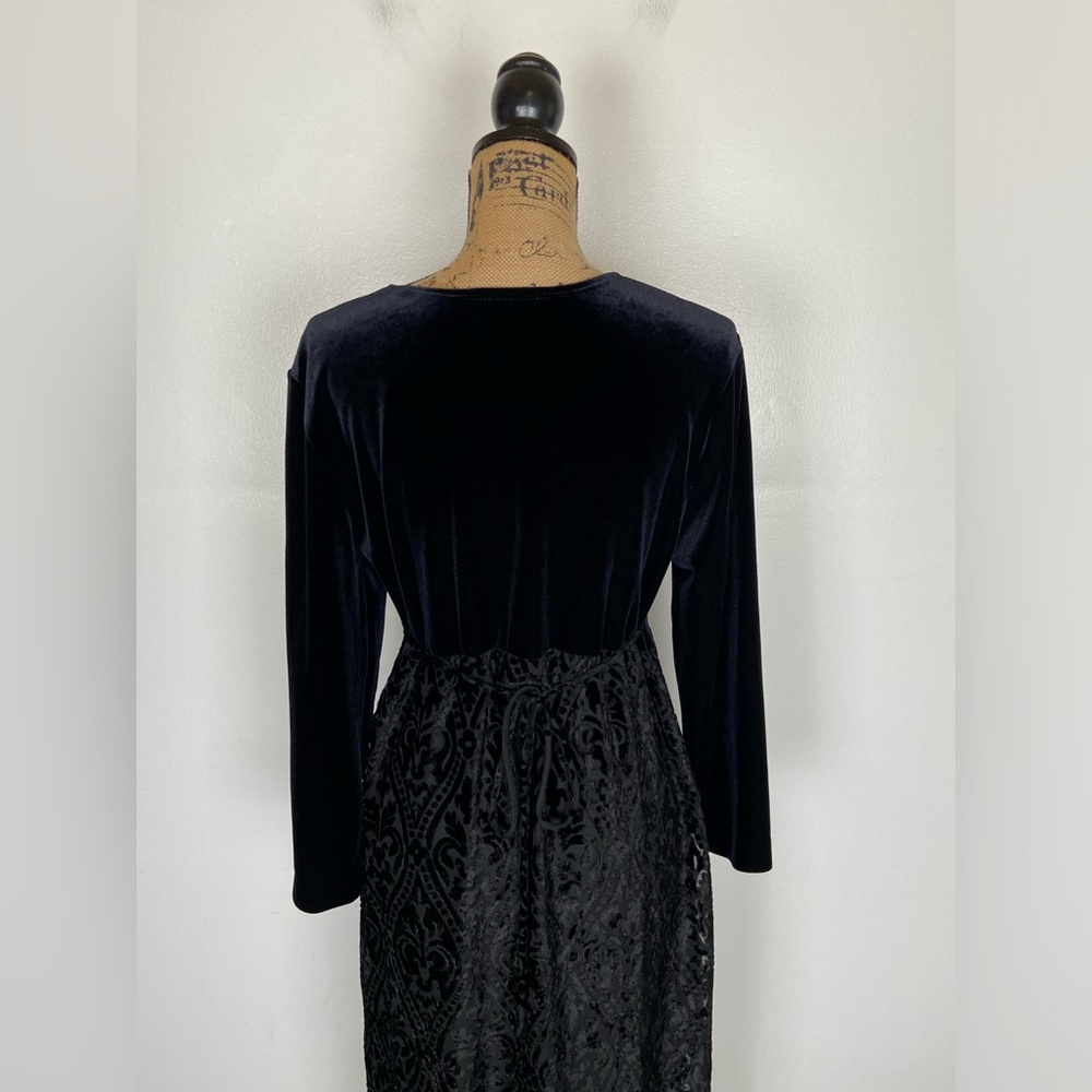 Carole Little Bourn Out Velvet Maxi Dress 10‎ Black Long Sleeves Whimsigoth USA - Picture 4 of 14